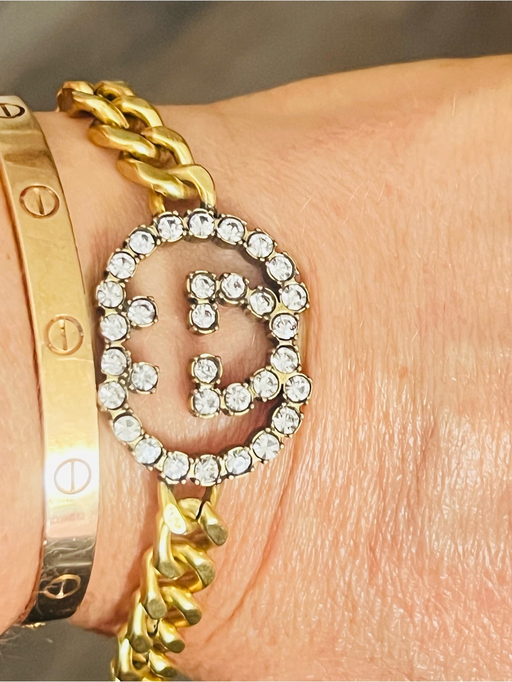 Unbranded Gold Crystal Double-G Bracelet 6.5-8 inch adjustable